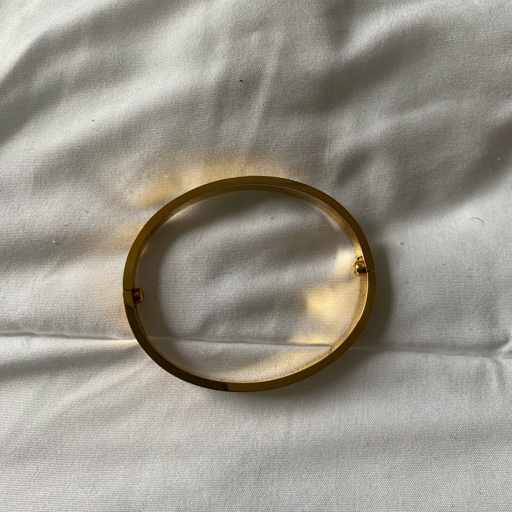 Love Gold Tone Hinged Bangle Bracelet 19 mm